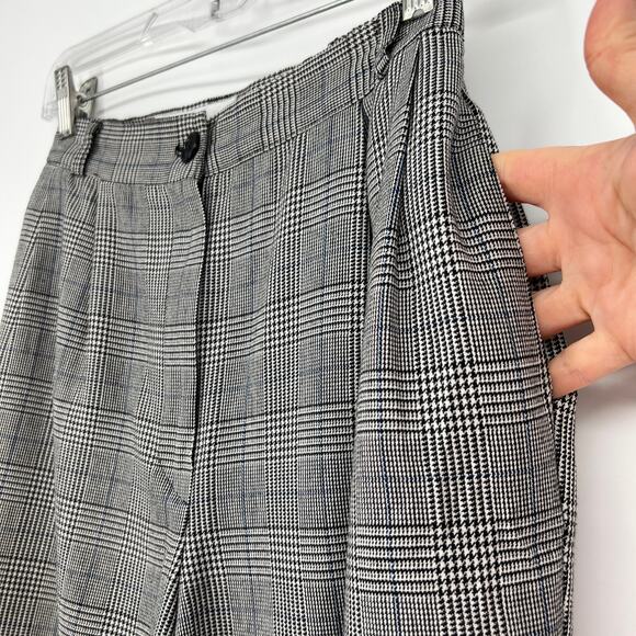 Vtg Norton McNaughton High Rise Trouser Pant  6 Gray Glen Plaid Cropped Pleated - Picture 3 of 13